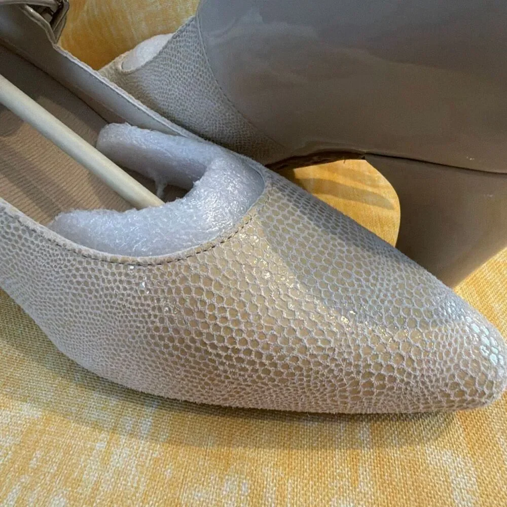 Ros Hommerson Kiki Heels Cream Sz 10 Lizard Leather New